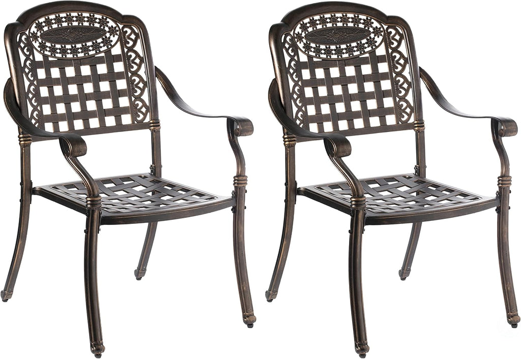 Bronze Cast Aluminum Dining Set 2 Chairs U783248