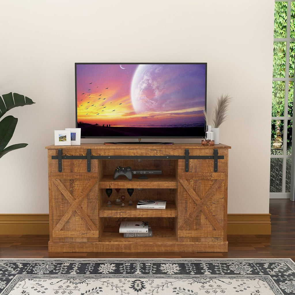 Modern Farmhouse Sliding Barn Door TV Stand up to 60 Inches G51033
