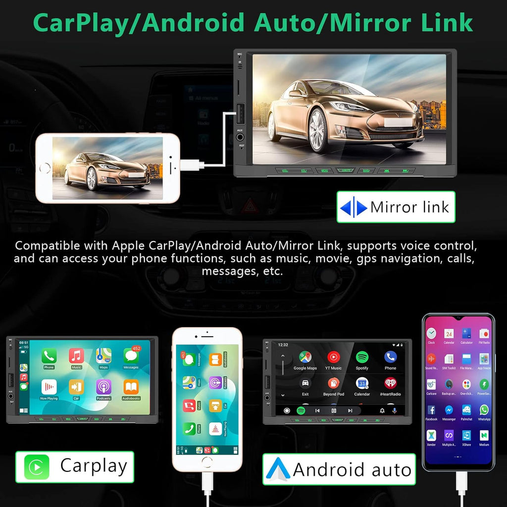 Double Din Car Stereo with 7” Touchscreen and Backup Camera S921026