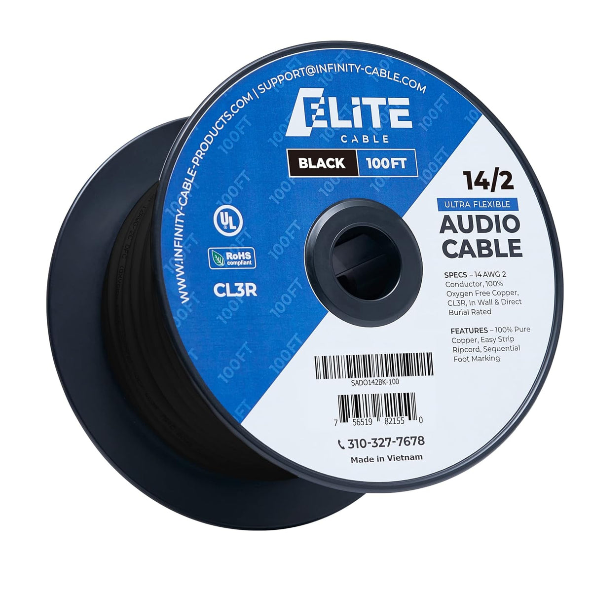 14AWG/4-Conductor Speaker Wire Cable, 500ft White U837