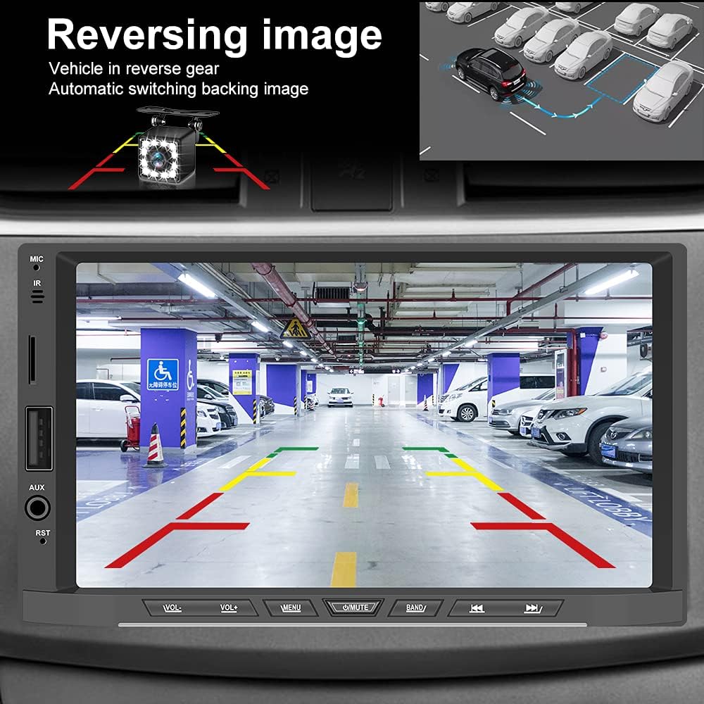 Double Din Car Stereo with 7” Touchscreen and Backup Camera S921026