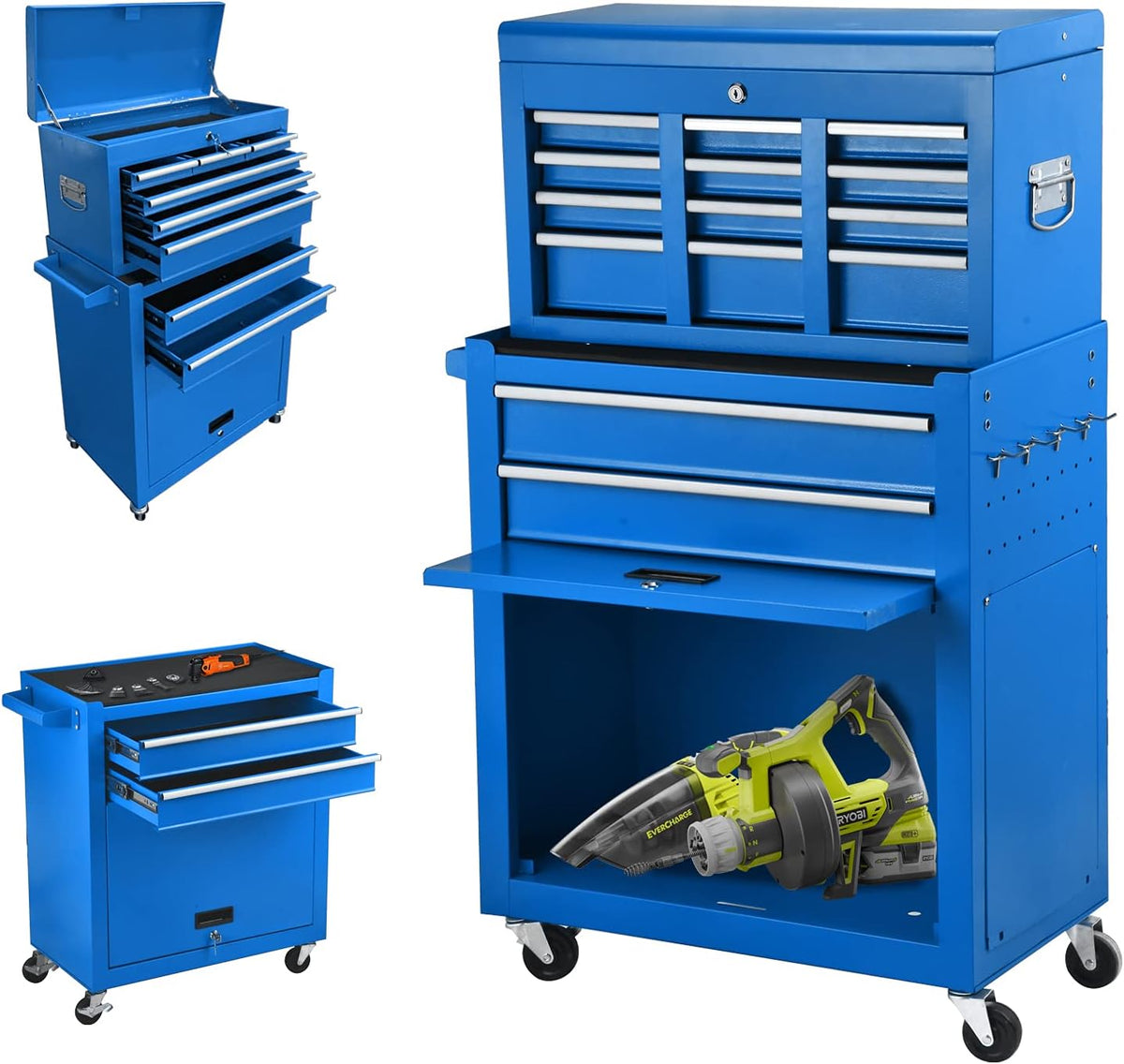 Black 8 Drawer Rolling Tool Chest with Lock R745