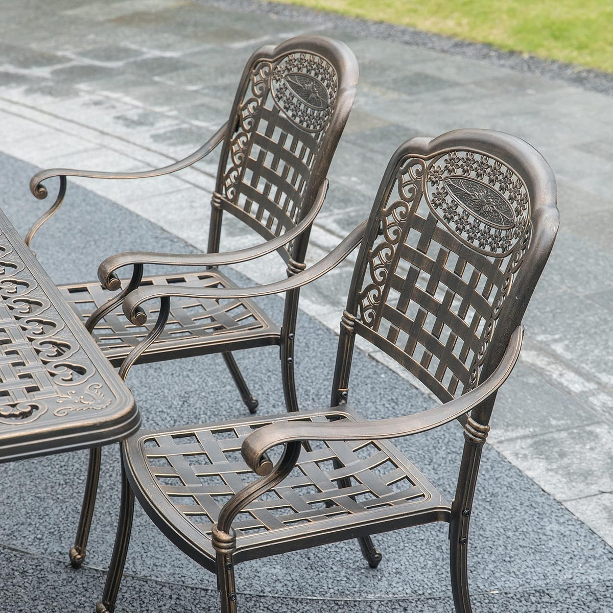 Bronze Cast Aluminum Dining Set 2 Chairs U783248