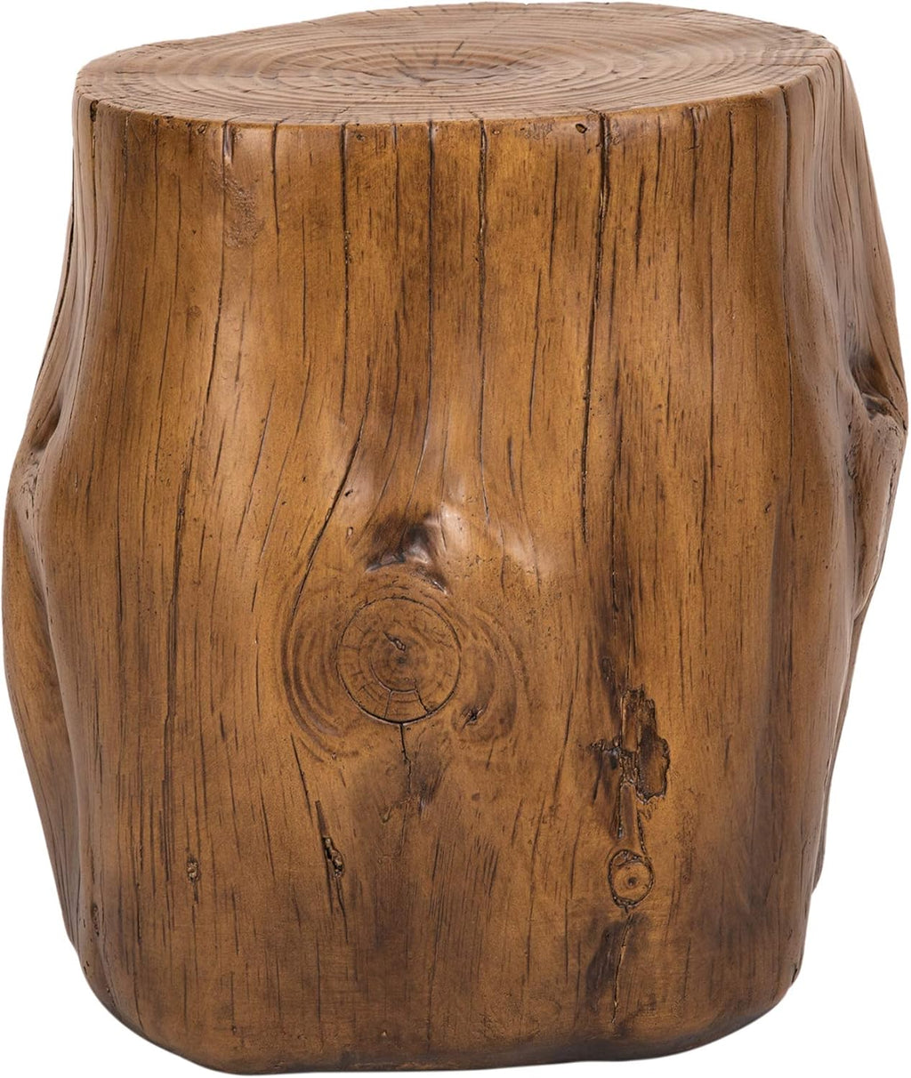 Faux Wood Stump Stool Accent Table Brown Set of 1 B574