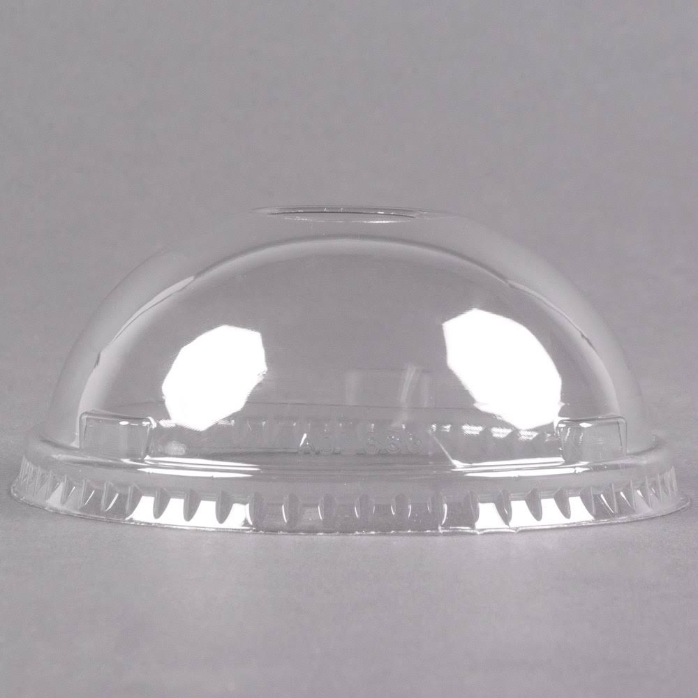 32 oz Clear Plastic Dome Lid with Hole H429388