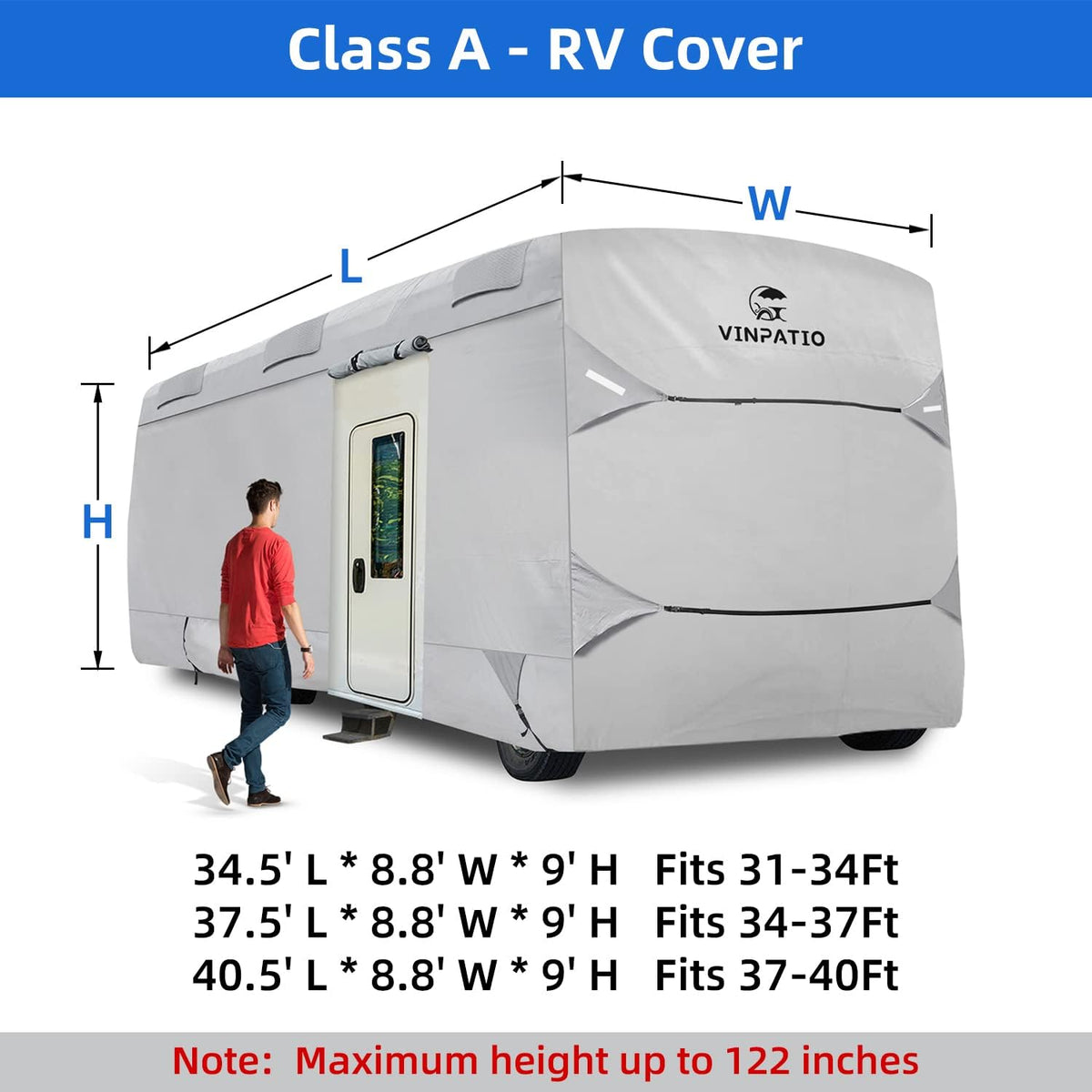 Class A RV Cover 3 Layers Polypro Grey A956
