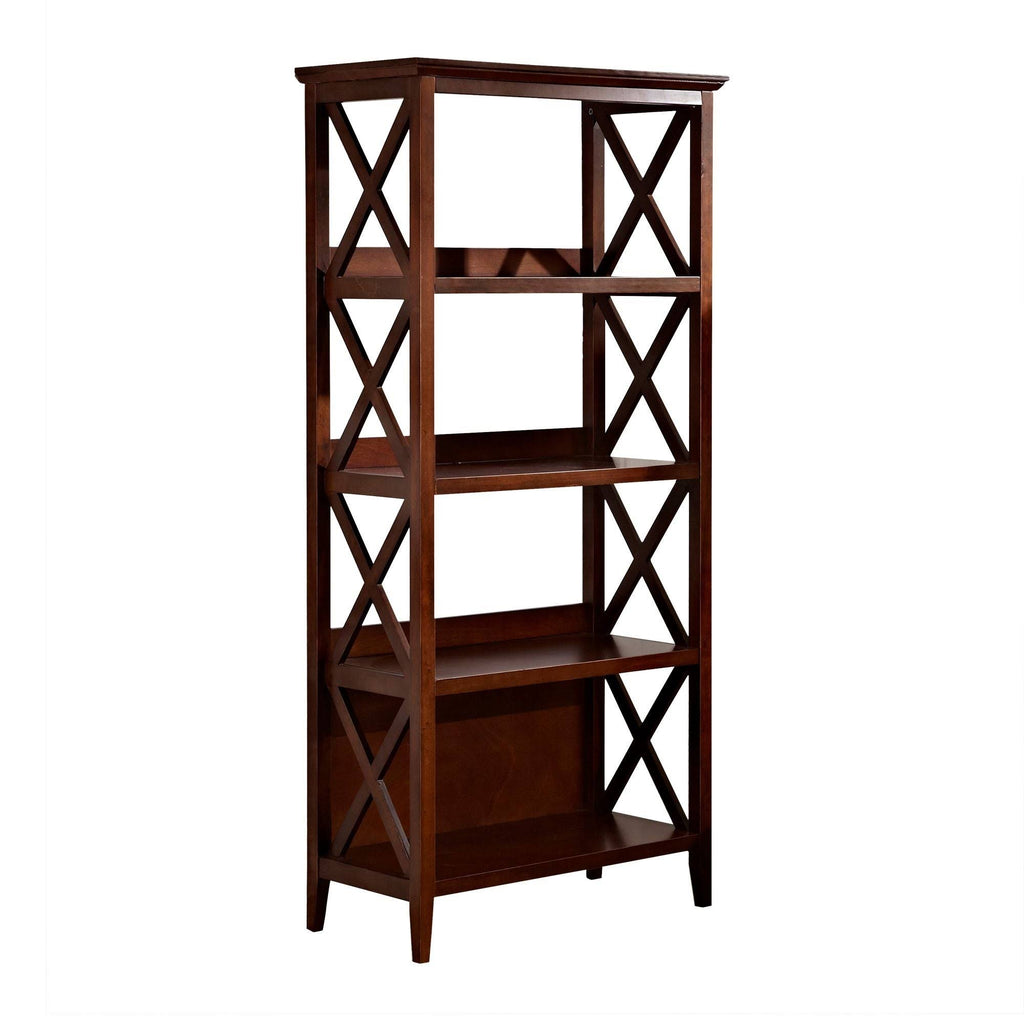 Walnut 4-Tier Wood Bookcase F863