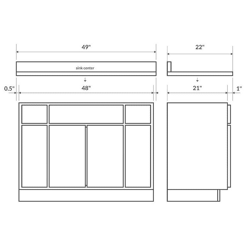 Blue 49W 22D Single Vanity Top with Backsplash O2167