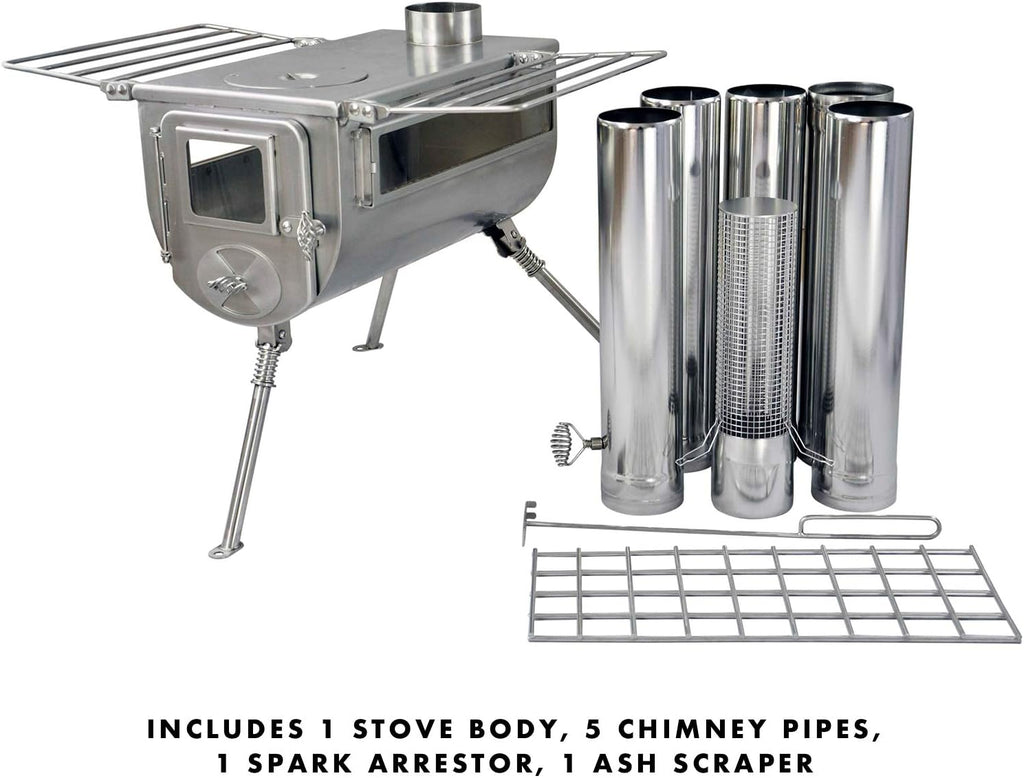 Portable Wood Burning Tent Stove with Chimney Pipe E693