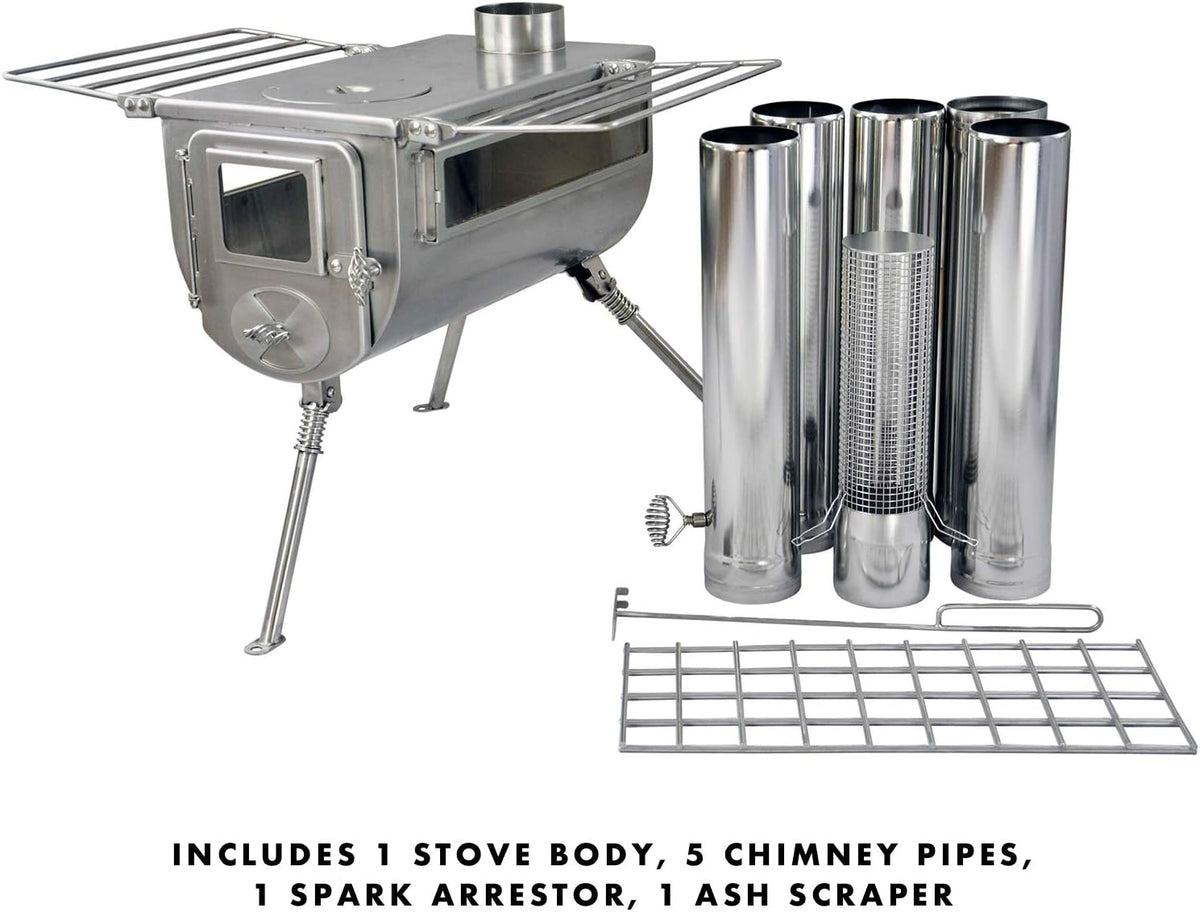 Portable Wood Burning Tent Stove with Chimney Pipe E693