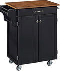 Cherry 2 Door Kitchen Cart with Oak Top V220832