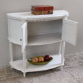 Antique White Carved Wood Two Door Console Table O8637