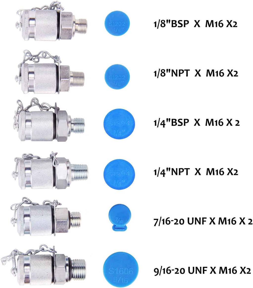 Excavator Hydraulic Digital Pressure Test Coupling Kit, 6 Couplings, 3 Gauges, 2 Hoses K112329