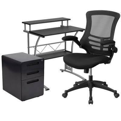 Ergonomic Desk, Chair and Filing Cabinet 3-Piece Set U389