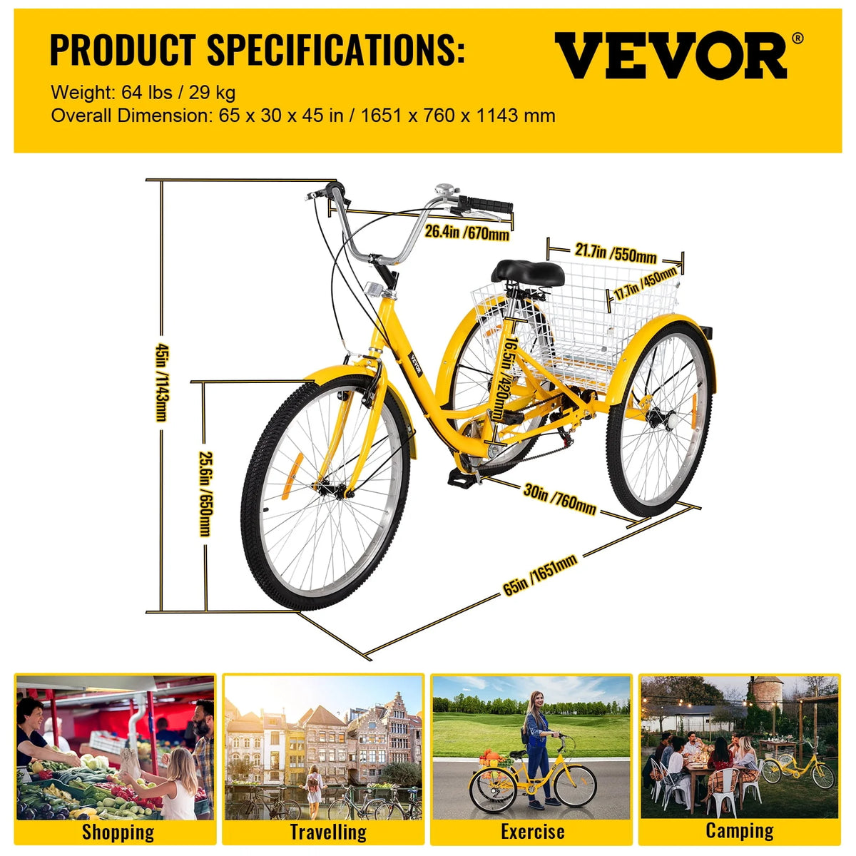 26in 7 Speed Adult Tricycle with Basket O9115