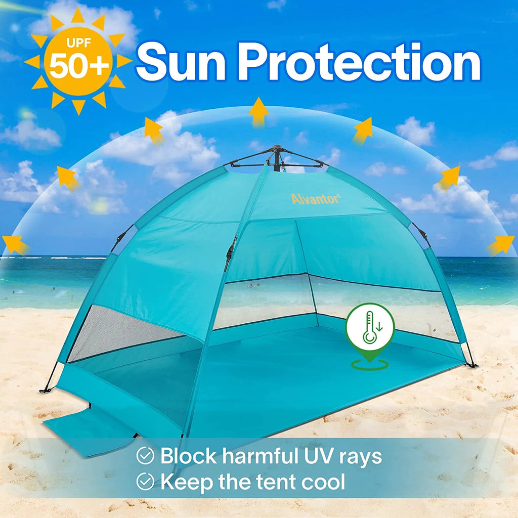 Beach Umbrella Tent Automatic Pop Up Sun Shelter UPF 50+ Canopy Y724165