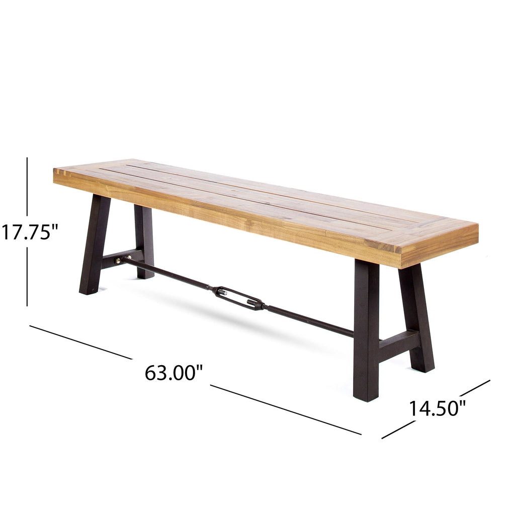 Acacia Wood Outdoor Dining Benches Set of 2 W274