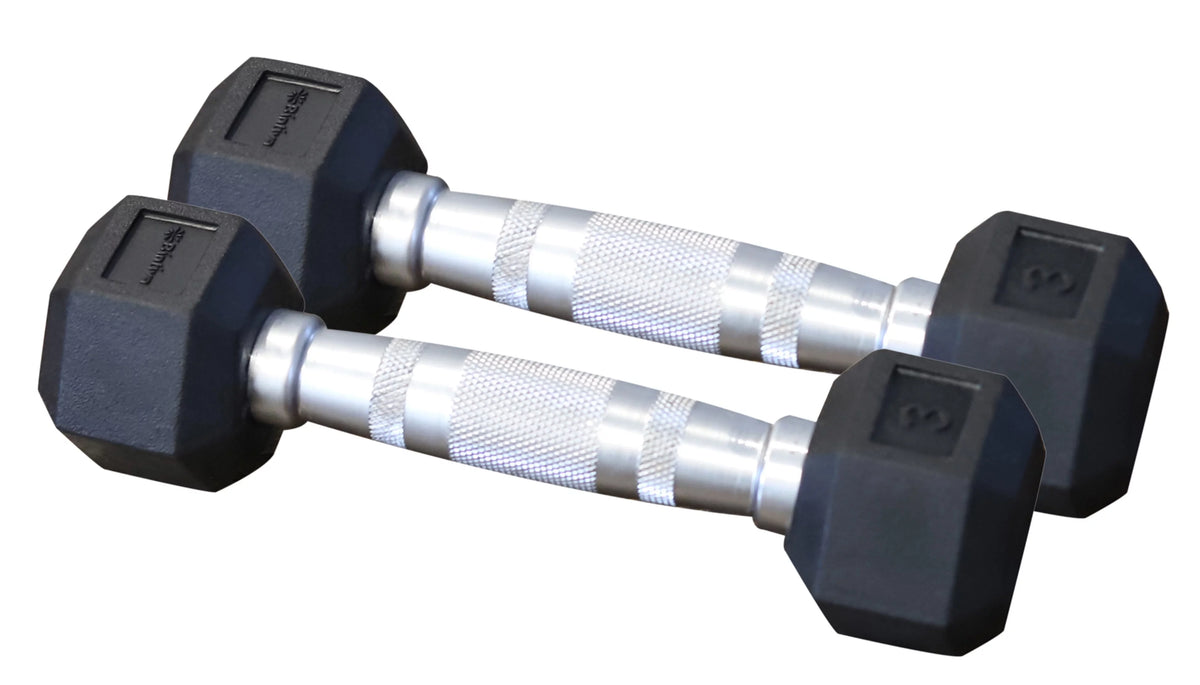 Rubber Coated Hexagon Dumbbells Pairs H100789