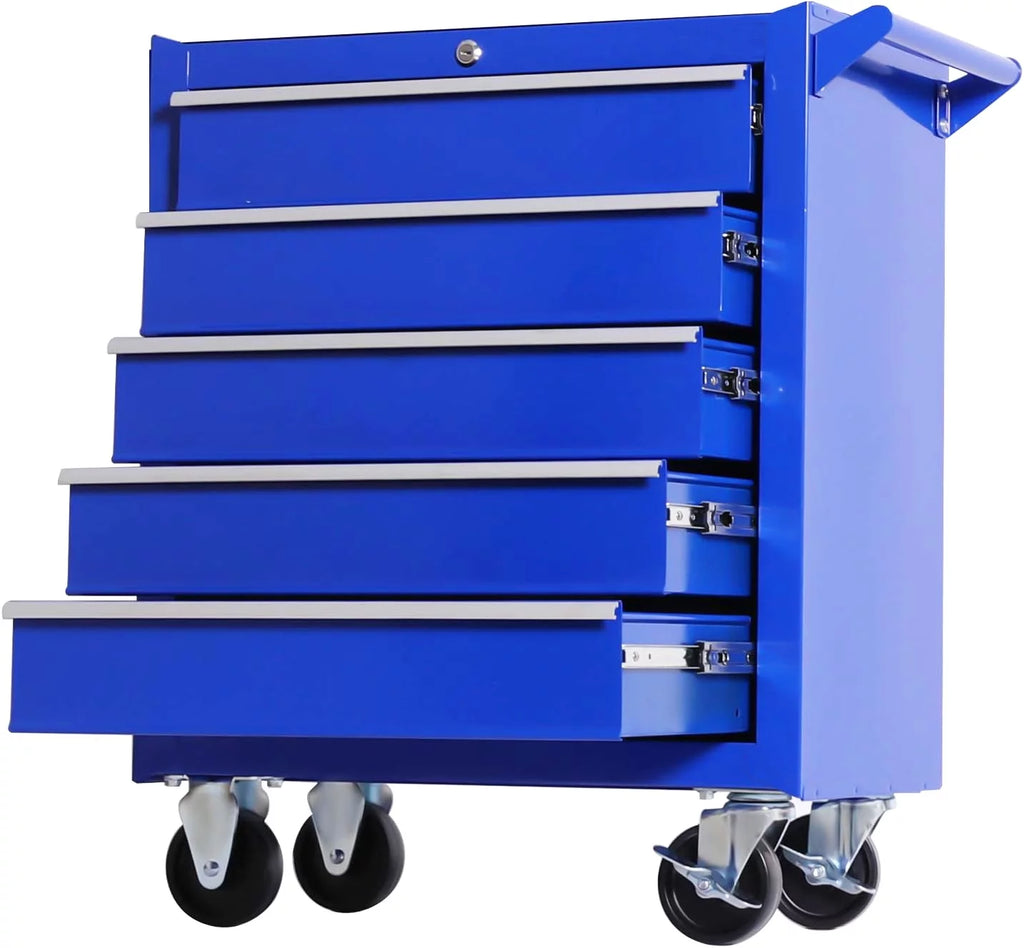 Rolling Tool Chest with 8 Drawers, Red Lockable Storage Cabinet O374