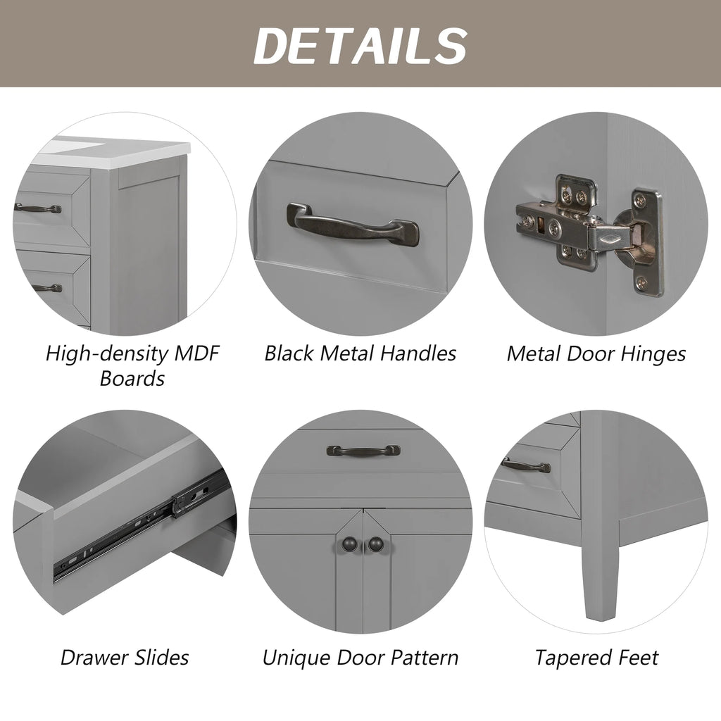 36" Grey Bathroom Vanity with Sink Combo D336