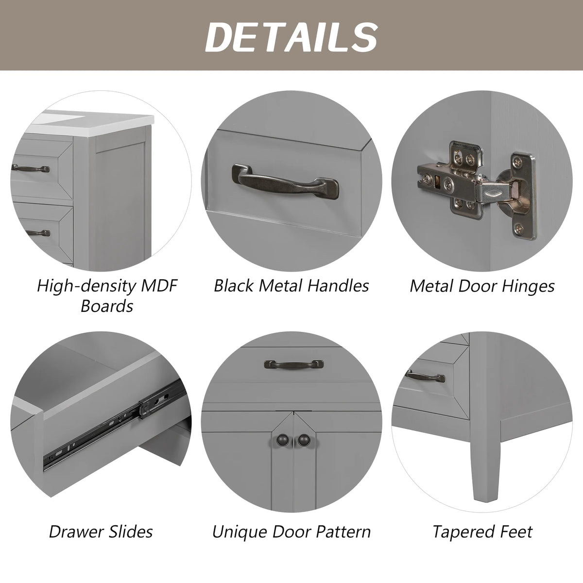36" Grey Bathroom Vanity with Sink Combo D336