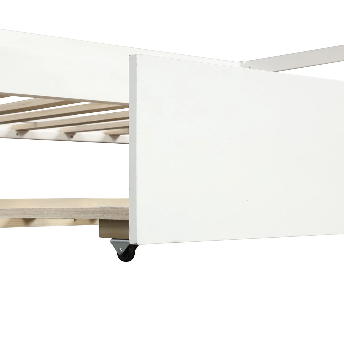 White Twin Wood Daybed with Trundle and Guardrails H1159