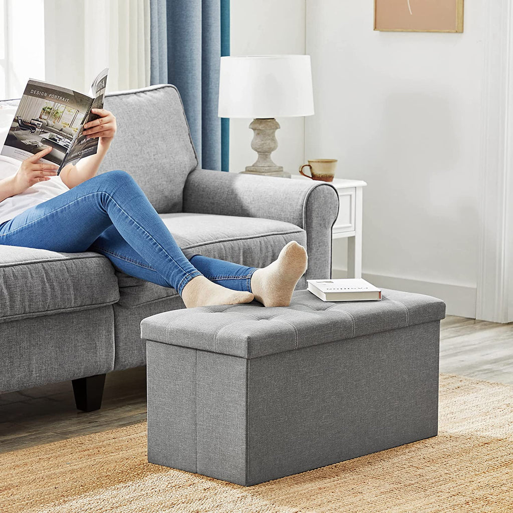 Light Gray Folding Storage Ottoman T91815