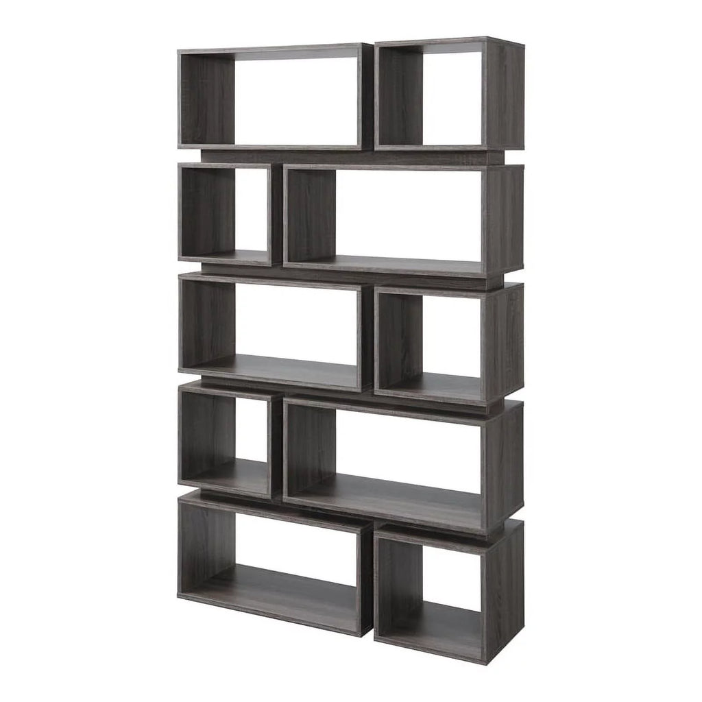 Distressed Gray Wood Geometric Bookcase H456343