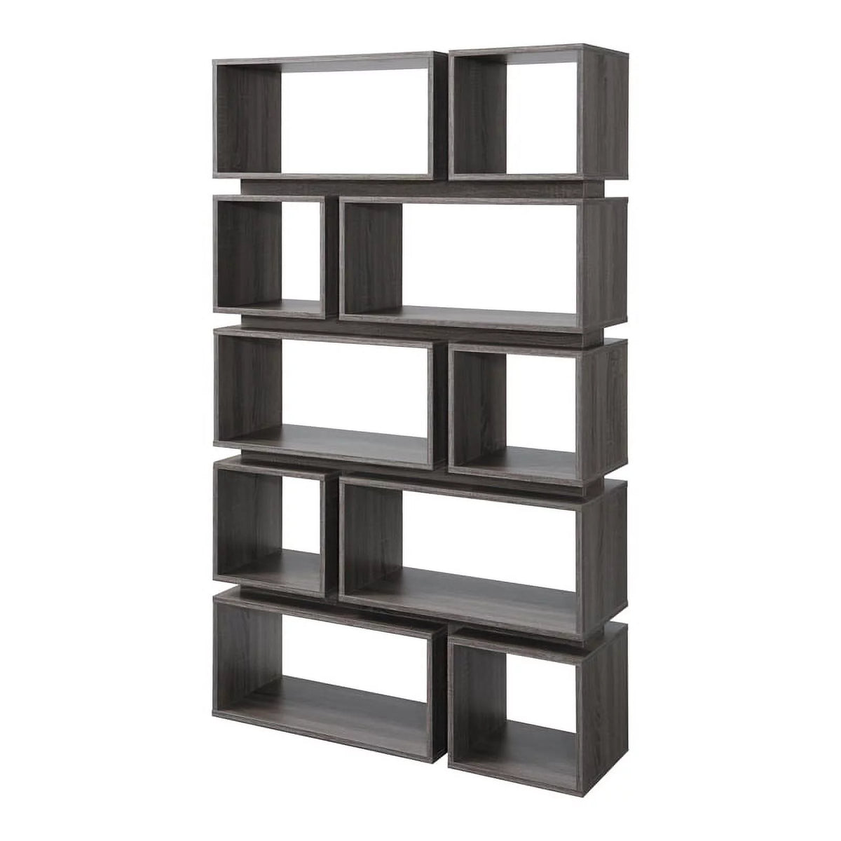 Distressed Gray Wood Geometric Bookcase H456343