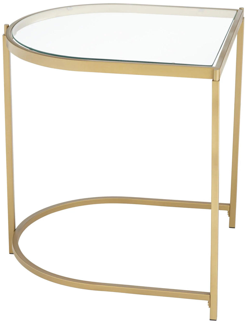 Modern Metal Nesting Tables Set of 2 Gold Clear Tempered Glass T8380