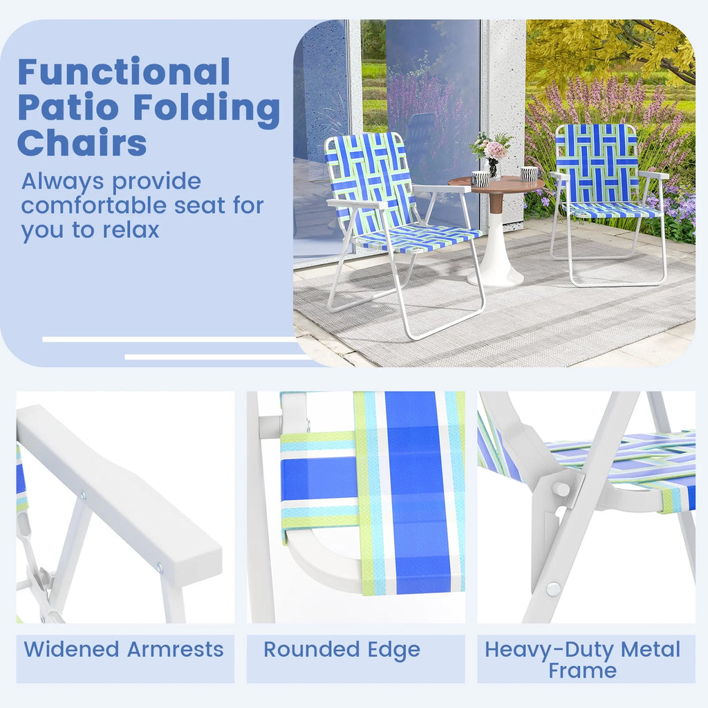 2PCS Lightweight Folding Beach Chair Blue O6454