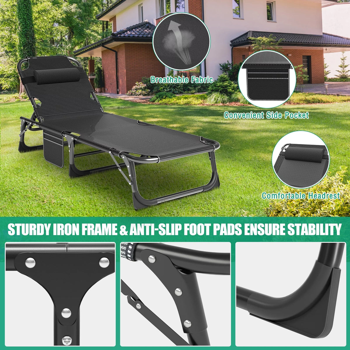 Folding Camping Cot with Mattress and Pillow Y578