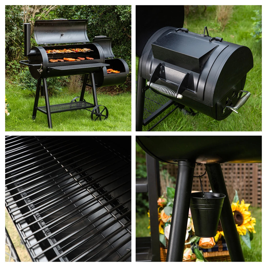 Charcoal Grill with Offset Smoker Black T294059