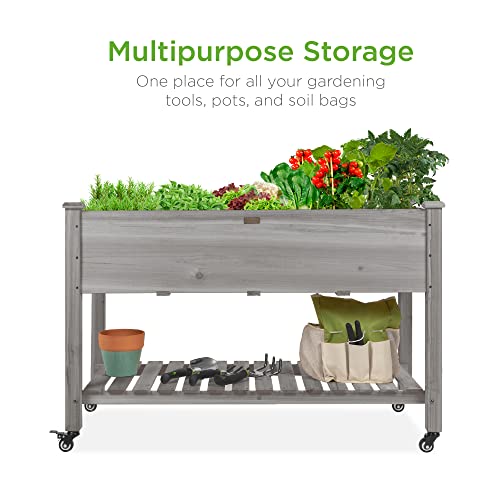 48x24x32-inch Mobile Elevated Wood Planter V849285