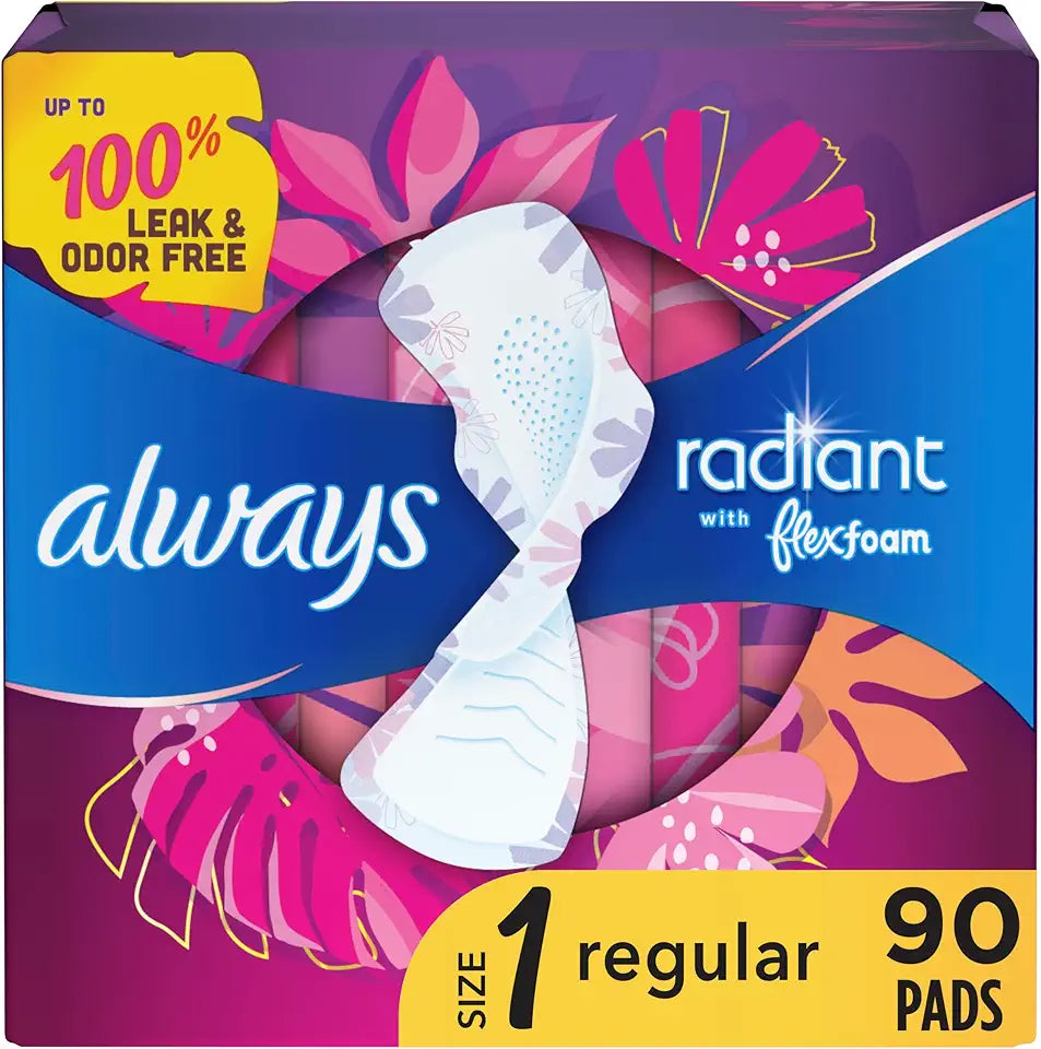 Regular Absorbency Feminine Pads with Wings, 90 Count A161024
