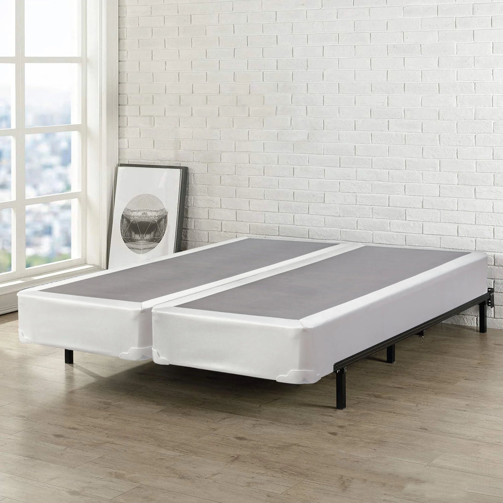 Fully Assembled 4 Split Wood Box Spring, Full, White E4590