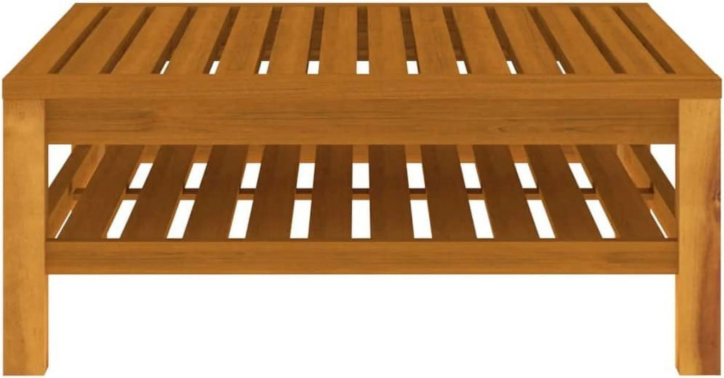 Patio Chairs with Tea Table and Cushions Acacia Wood Outdoor Furniture Set J412477