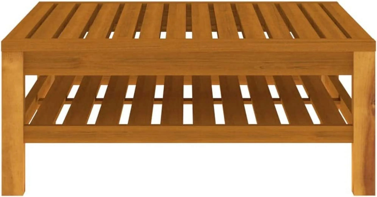 Patio Chairs with Tea Table and Cushions Acacia Wood Outdoor Furniture Set J412477