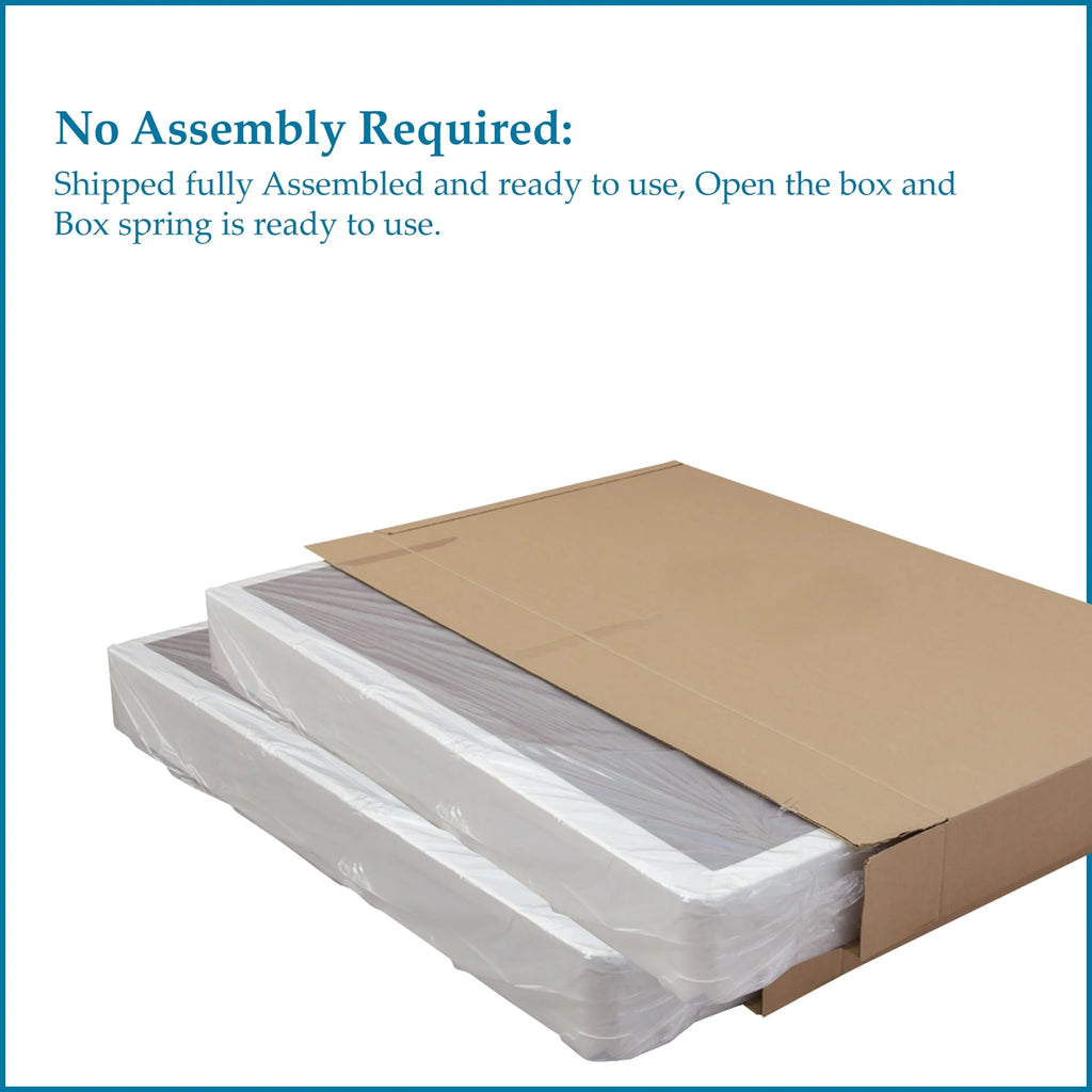 Fully Assembled 4 Split Wood Box Spring, Full, White E4590