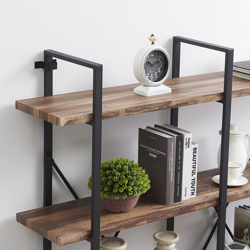 Industrial 5-Shelf Double Wide Metal Bookshelf D10593