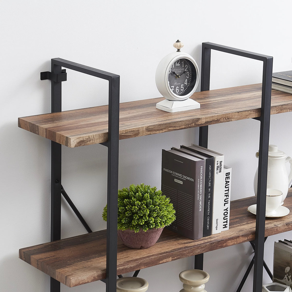 Industrial 5-Shelf Double Wide Metal Bookshelf D10593