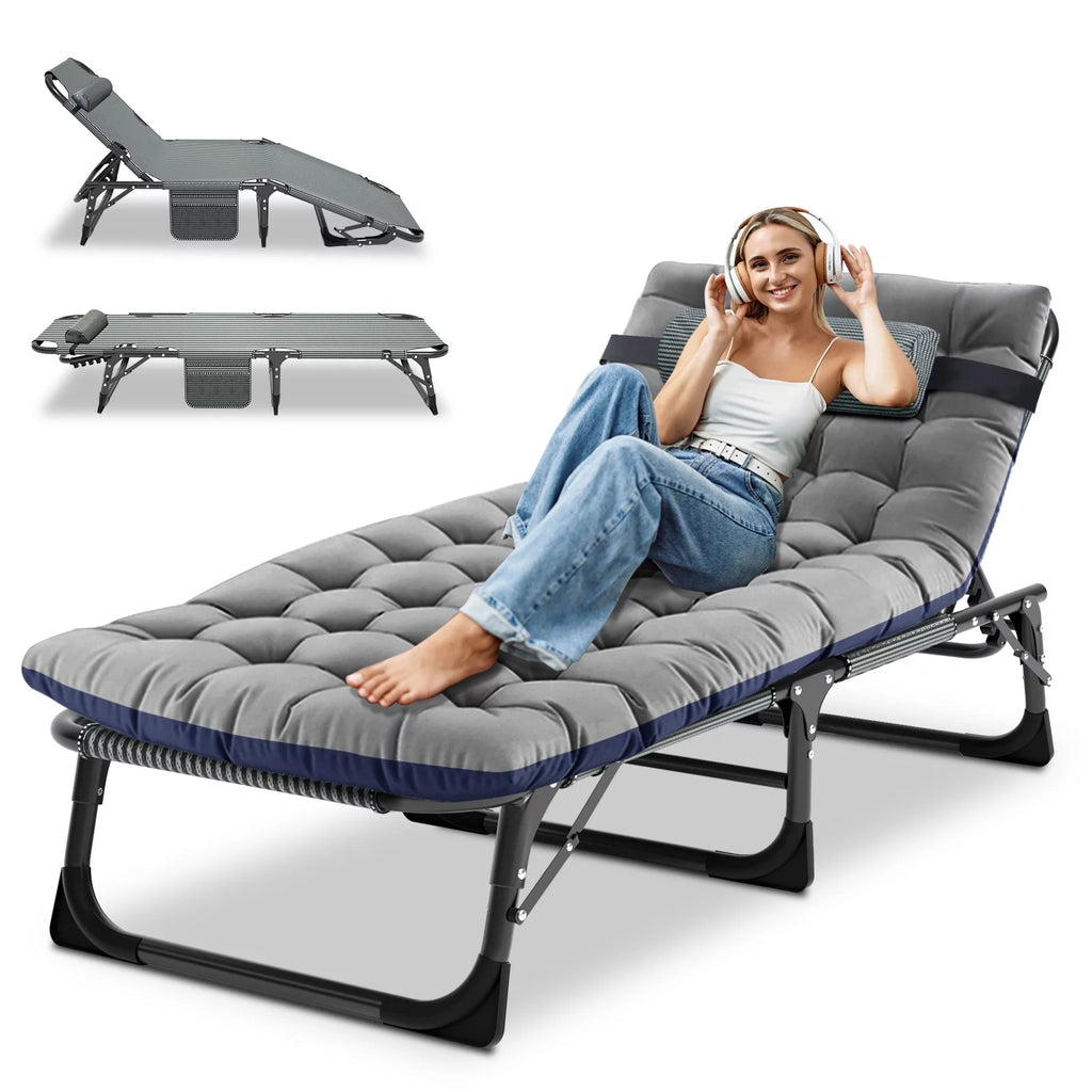 Folding Camping Cot with Mattress and Pillow Y578