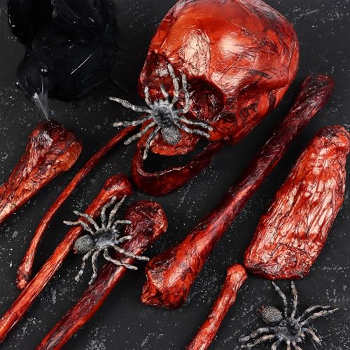 Blood Red Halloween Skeleton Set Fake Bloody Severed Bone Feet Broken Body Parts Props E772