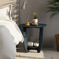 Rustic Round End Table with Storage Shelf F9964