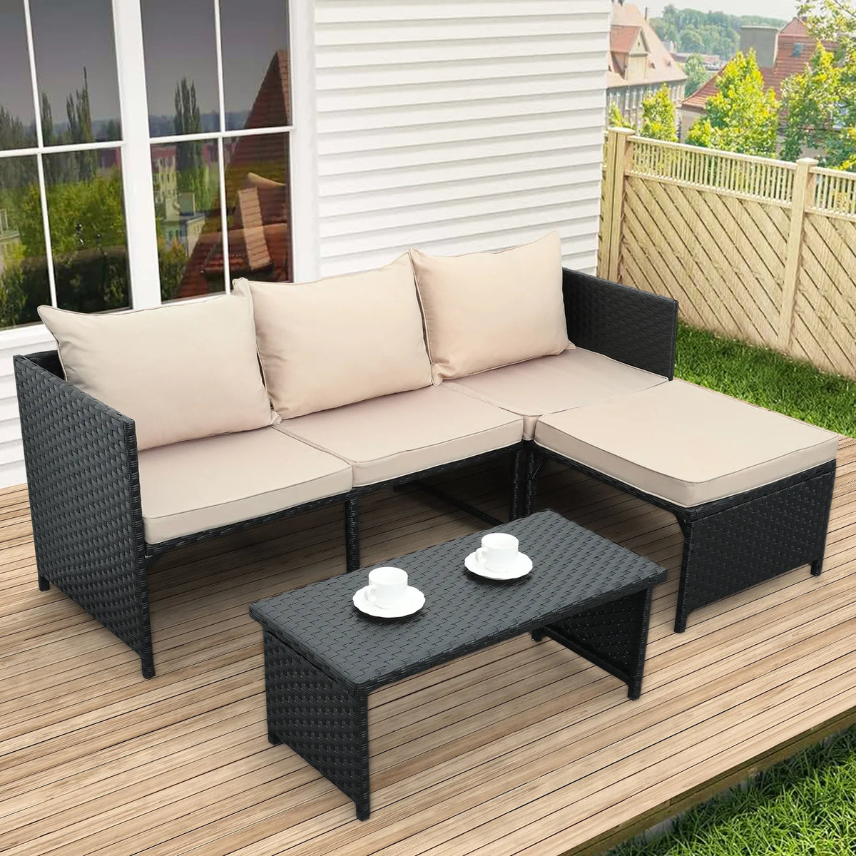 3 Pieces Patio Conversation Set with Coffee Table Q9187
