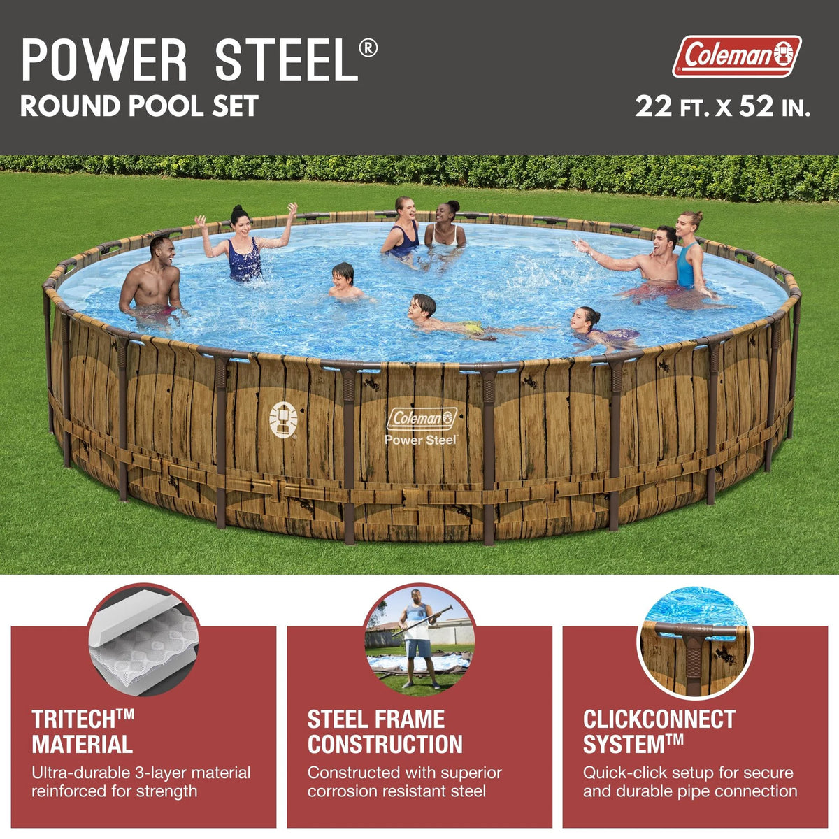 Round Metal Frame Above Ground Pool Set E712