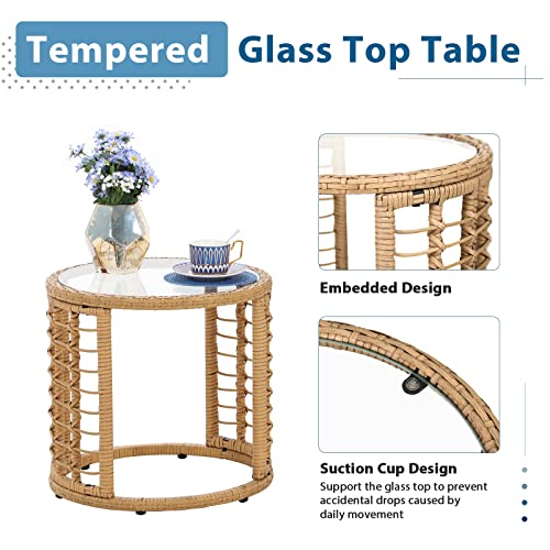 3 Piece Wicker Patio Bistro Set with Glass Top Table H85402
