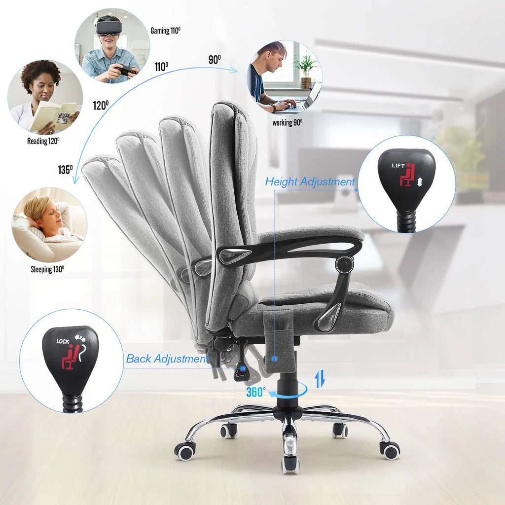 Grey Ergonomic Reclining Office Chair M4538