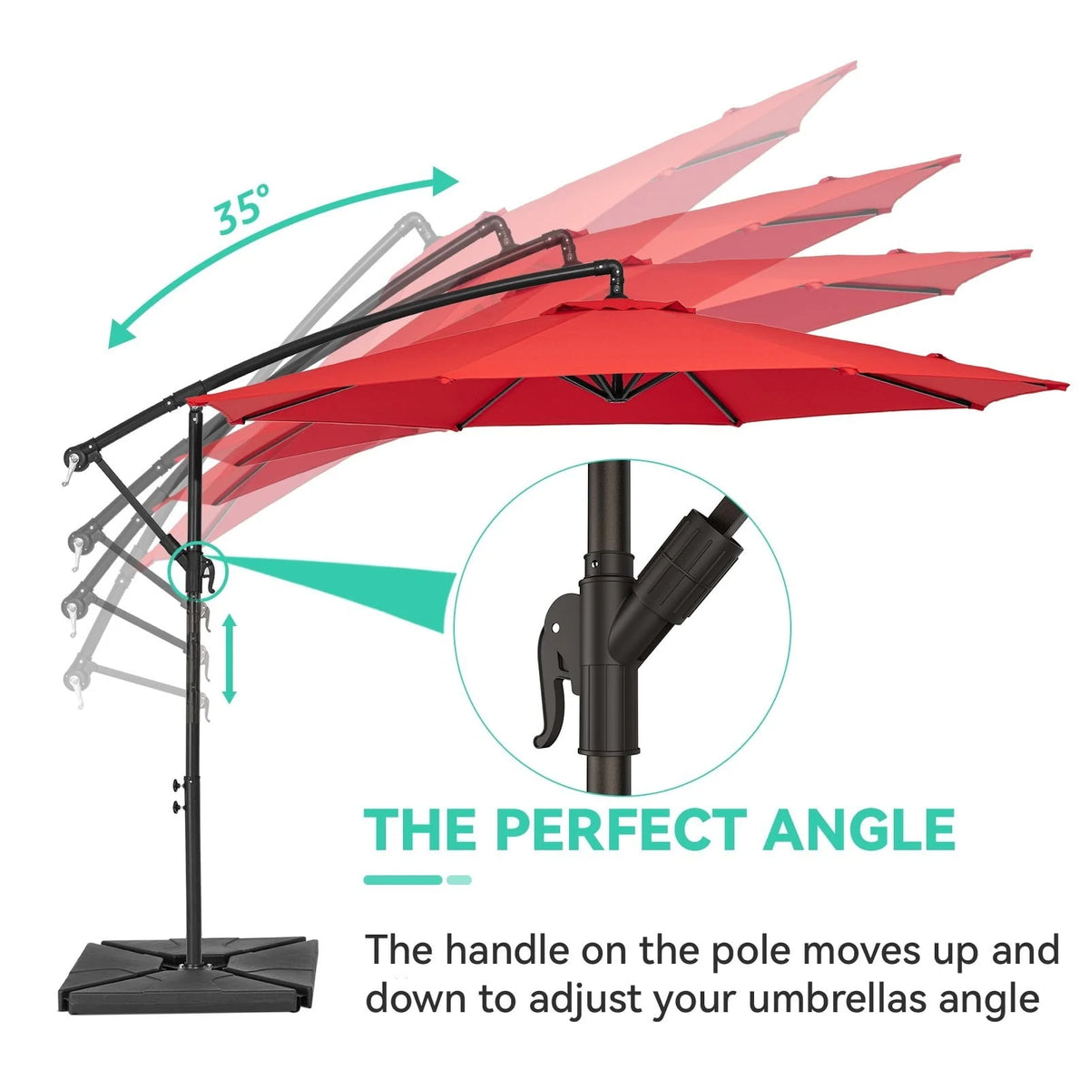 10ft Heavy Duty Offset Cantilever Patio Umbrella with 4-Piece Base, Beige O507