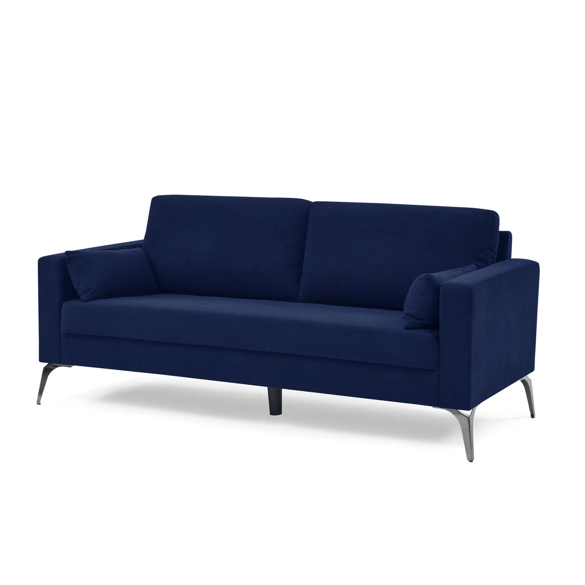 Navy Corduroy 3-Seater Sofa with Two Small Pillows T731608